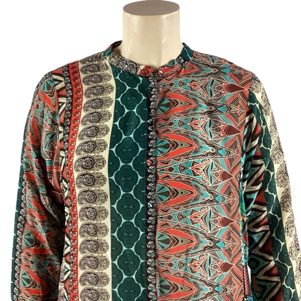 Johnny Was Multicolor Patchwork Tunic Top XL Boho - image 2